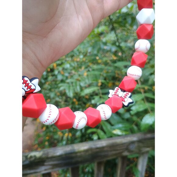 Game Day Dog Necklace, Orange and Blue Chunky Bead Pet Jewelry, Football Spirit - Picture 6 of 10